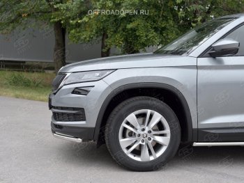 17 849 р. Защита переднего бампера (Ø63 мм, нержавейка) SLITKOFF  Skoda Kodiaq  NU7 (2017-2021) дорестайлинг  с доставкой в г. Воронеж. Увеличить фотографию 2