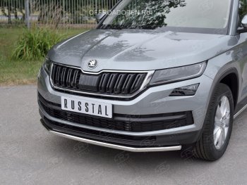 17 849 р. Защита переднего бампера (Ø63 мм, нержавейка) SLITKOFF  Skoda Kodiaq  NU7 (2017-2021) дорестайлинг  с доставкой в г. Воронеж. Увеличить фотографию 3