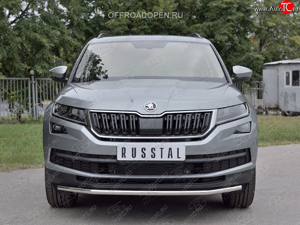 17 849 р. Защита переднего бампера (Ø63 мм, нержавейка) SLITKOFF  Skoda Kodiaq  NU7 (2017-2021) дорестайлинг  с доставкой в г. Воронеж