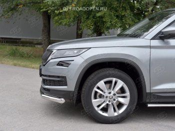 16 499 р. Защита переднего бампера (Ø63 мм, нержавейка) SLITKOFF Skoda Kodiaq NU7 дорестайлинг (2017-2021)  с доставкой в г. Воронеж. Увеличить фотографию 4