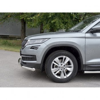 16 249 р. Защита переднего бампера (2 трубы Ø63 и 75х42 мм, нержавейка) Russtal Skoda Kodiaq NU7 дорестайлинг (2017-2021)  с доставкой в г. Воронеж. Увеличить фотографию 4