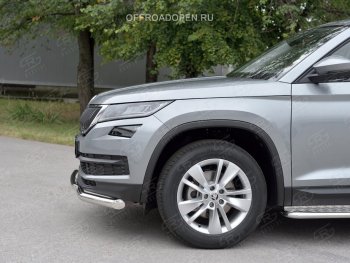 20 999 р. Защита переднего бампера (2 трубы Ø63 и 42 мм, нержавейка) SLITKOFF Skoda Kodiaq NU7 дорестайлинг (2017-2021)  с доставкой в г. Воронеж. Увеличить фотографию 3