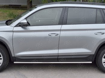 17 999 р. Защита порогов SLITKOFF из круглой трубы диаметром 42 мм v3 Skoda Kodiaq NU7 дорестайлинг (2017-2021)  с доставкой в г. Воронеж. Увеличить фотографию 3