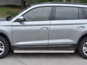 35 549 р. Широкая защита порогов из трубы диаметром 42 мм SLITKOFF v3  Skoda Kodiaq  NU7 (2017-2021) дорестайлинг  с доставкой в г. Воронеж. Увеличить фотографию 2