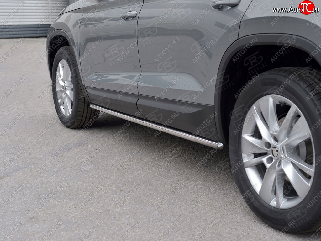 17 999 р. Защита порогов SLITKOFF из круглой трубы диаметром 42 мм v3 Skoda Kodiaq NU7 дорестайлинг (2017-2021)  с доставкой в г. Воронеж