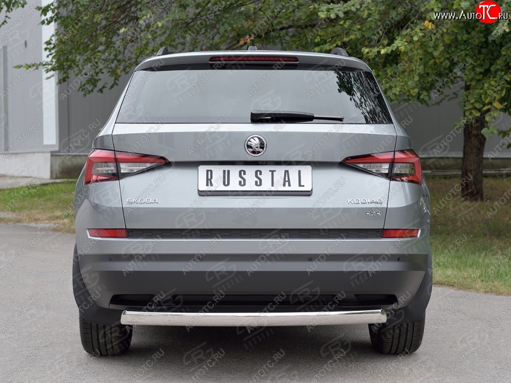 13 399 р. Защита заднего бампера d75х42 дуга Russtal Skoda Kodiaq NU7 дорестайлинг (2017-2021)  с доставкой в г. Воронеж