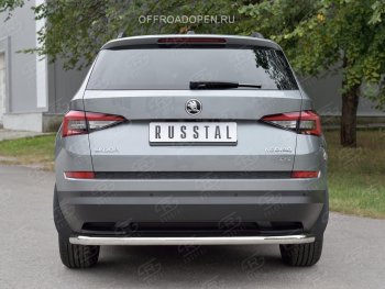 16 999 р. Защита заднего бампера (Ø63 мм, нержавейка) SLITKOFF  Skoda Kodiaq  NU7 (2017-2021) дорестайлинг  с доставкой в г. Воронеж. Увеличить фотографию 3