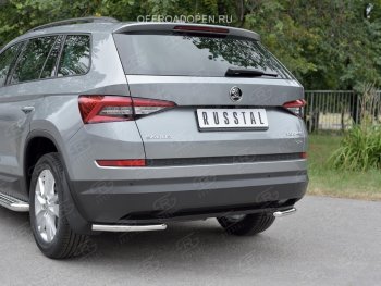 13 849 р. Защита заднего бампера (Ø42 мм, уголки, нержавейка) SLITKOFF Skoda Kodiaq NU7 дорестайлинг (2017-2021)  с доставкой в г. Воронеж. Увеличить фотографию 3