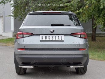 13 849 р. Защита заднего бампера (Ø42 мм, уголки, нержавейка) SLITKOFF  Skoda Kodiaq  NU7 (2017-2021) дорестайлинг  с доставкой в г. Воронеж. Увеличить фотографию 4