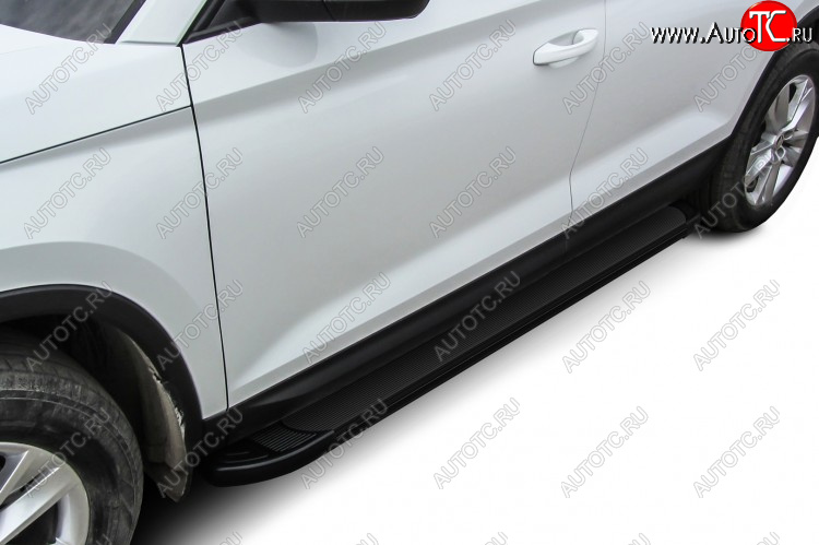 13 349 р. Пороги алюминиевые Slitkoff  Skoda Kodiaq  NU7 (2017-2021) дорестайлинг (Optima Black )  с доставкой в г. Воронеж