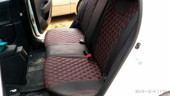 17 449 р. Чехлы для сидений Lord Autofashion Байрон (экокожа)  Skoda Kodiaq  NU7 (2017-2021) дорестайлинг (Чёрный, вставка чёрная, строчка красная)  с доставкой в г. Воронеж. Увеличить фотографию 4