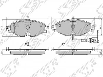 1 679 р. Колодки тормозные SAT (передние)  Skoda Kodiaq  NU7 (2017-2021), Skoda Octavia  A7 (2012-2020), Volkswagen Golf  7 (2012-2017), Volkswagen Polo  5 (2009-2015)  с доставкой в г. Воронеж. Увеличить фотографию 1