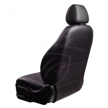 7 199 р. Чехлы для сидений Lord Autofashion Турин Ромб (экокожа)  Skoda Octavia  A5 (2004-2013) дорестайлинг лифтбэк, дорестайлинг универсал, лифтбэк рестайлинг, рестайлинг универсал (Черный, вставка черная, строчка черная)  с доставкой в г. Воронеж. Увеличить фотографию 2