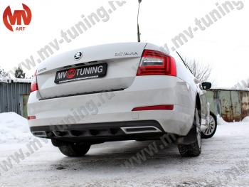 2 399 р. Накладка бампера (диффузор) MV-Tuning  Skoda Octavia  A7 (2012-2020) дорестайлинг лифтбэк, рестайлинг лифтбэк (Глянец, Неокрашенная)  с доставкой в г. Воронеж. Увеличить фотографию 2