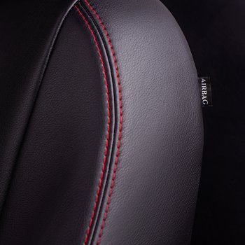 7 199 р. Чехлы для сидений (экокожа, РЗСиС, 2 П) Lord Autofashion Турин Ромб Skoda Octavia Tour A4 1U5 универсал дорестайлинг (1996-2000) (Черный, вставка черная, строчка красная)  с доставкой в г. Воронеж. Увеличить фотографию 5
