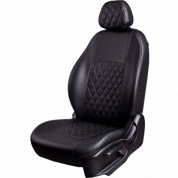 7 199 р. Чехлы для сидений (экокожа, РЗСиС, 2 П) Lord Autofashion Турин Ромб  Skoda Octavia ( Tour A4 1U5,  Tour A4 1U2) (1996-2000) универсал дорестайлинг, лифтбэк дорестайлинг (Черный, вставка черная, строчка черная)  с доставкой в г. Воронеж. Увеличить фотографию 2