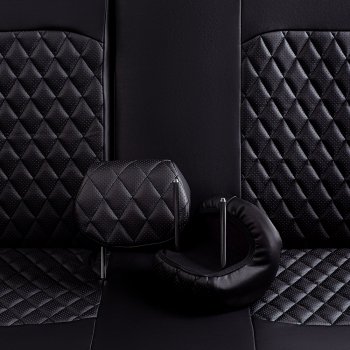 7 199 р. Чехлы для сидений (экокожа, РЗСиС, 2 П) Lord Autofashion Турин Ромб  Skoda Octavia ( Tour A4 1U5,  Tour A4 1U2) (1996-2000) универсал дорестайлинг, лифтбэк дорестайлинг (Черный, вставка черная, строчка черная)  с доставкой в г. Воронеж. Увеличить фотографию 4