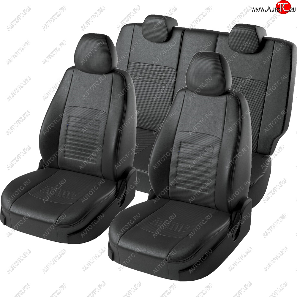 6 799 р. Чехлы для сидений (экокожа, РЗСиС, 2 П) Lord Autofashion Турин  Skoda Octavia ( Tour A4 1U5,  Tour A4 1U2) (1996-2010) универсал дорестайлинг, лифтбэк дорестайлинг, лифтбэк рестайлинг, универсал рестайлинг (Черный, вставка черная)  с доставкой в г. Воронеж