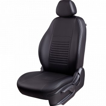6 799 р. Чехлы для сидений (экокожа, РЗСиС, 2 П) Lord Autofashion Турин  Skoda Octavia ( Tour A4 1U5,  Tour A4 1U2) (1996-2010) универсал дорестайлинг, лифтбэк дорестайлинг, лифтбэк рестайлинг, универсал рестайлинг (Черный, вставка черная)  с доставкой в г. Воронеж. Увеличить фотографию 2