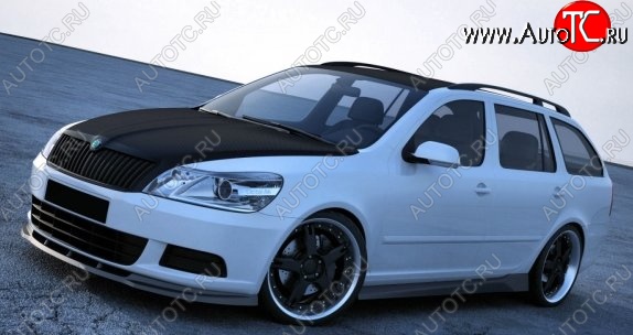 4 899 р. Накладка на передний бампер CT v4 Skoda Octavia A5 рестайлинг универсал (2008-2013) (Неокрашенная)  с доставкой в г. Воронеж