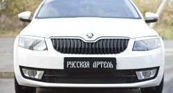 1 039 р. Зимняя заглушка решетки переднего бампера РА Skoda Octavia A7 рестайлинг универсал (2016-2020)  с доставкой в г. Воронеж. Увеличить фотографию 2