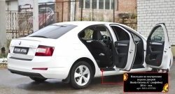 2 069 р. Накладки на порожки автомобиля RA Skoda Octavia A7 рестайлинг универсал (2016-2020) (Комплект (4 шт.))  с доставкой в г. Воронеж. Увеличить фотографию 3