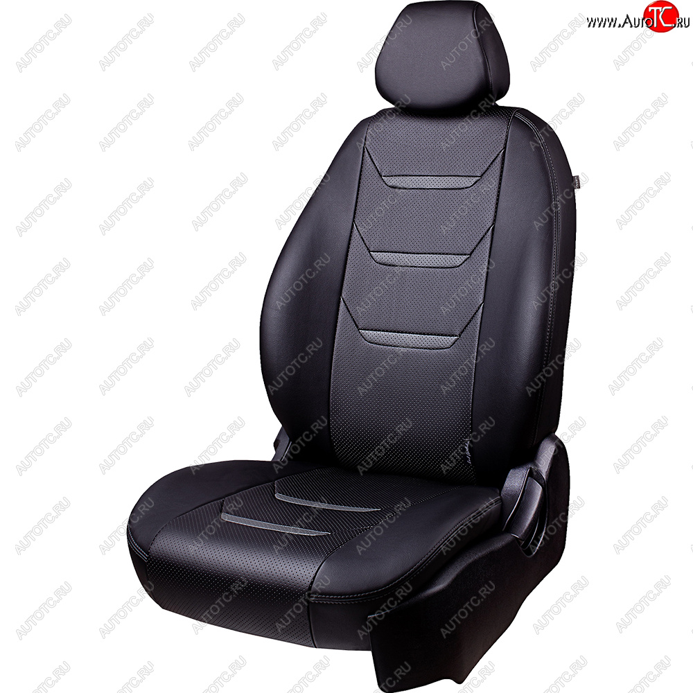 12 499 р. Чехлы для сидений (комплектация Ambition без подлокот-ка) Lord Autofashion Турин 2 (экокожа)  Skoda Octavia  A7 (2012-2020) дорестайлинг лифтбэк, дорестайлинг универсал, рестайлинг лифтбэк, рестайлинг универсал (Серый/Серый/Чёрный/Чёрный)  с доставкой в г. Воронеж