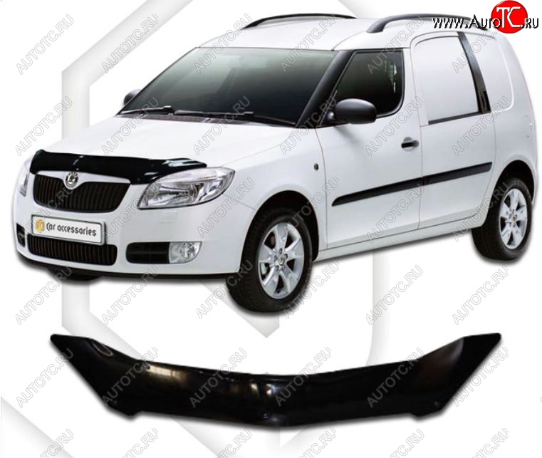 1 389 р. Дефлектор капота CA-Plastic Skoda Roomster 5J дорестайлинг (2006-2010) (Classic черный, Без надписи)  с доставкой в г. Воронеж