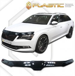 3 099 р. Дефлектор капота CA-Plastik Skoda Superb B8 (3V5) универсал рестайлинг (2019-2025) (Classic черный, Без надписи)  с доставкой в г. Воронеж. Увеличить фотографию 1