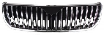 Решётка радиатора SAT Skoda Superb B6 (3T) лифтбэк дорестайлинг (2008-2013) (Черный хром)