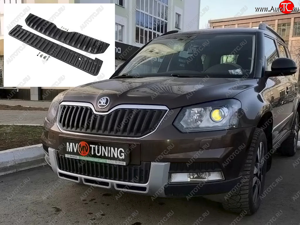 2 999 р. Заглушка решетки радиатора (верхняя, OUTDOOR) MV-Tuning Skoda Yeti (2013-2018) (Текстурная поверхность)  с доставкой в г. Воронеж