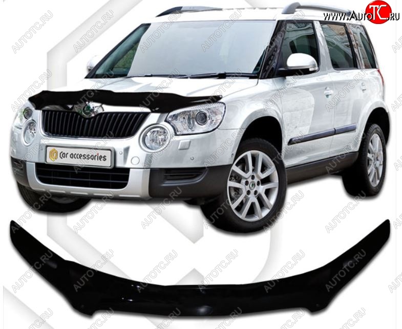 2 159 р. Дефлектор капота CA-Plastic Skoda Yeti (2009-2013) (серия Classic черный, Без надписи)  с доставкой в г. Воронеж