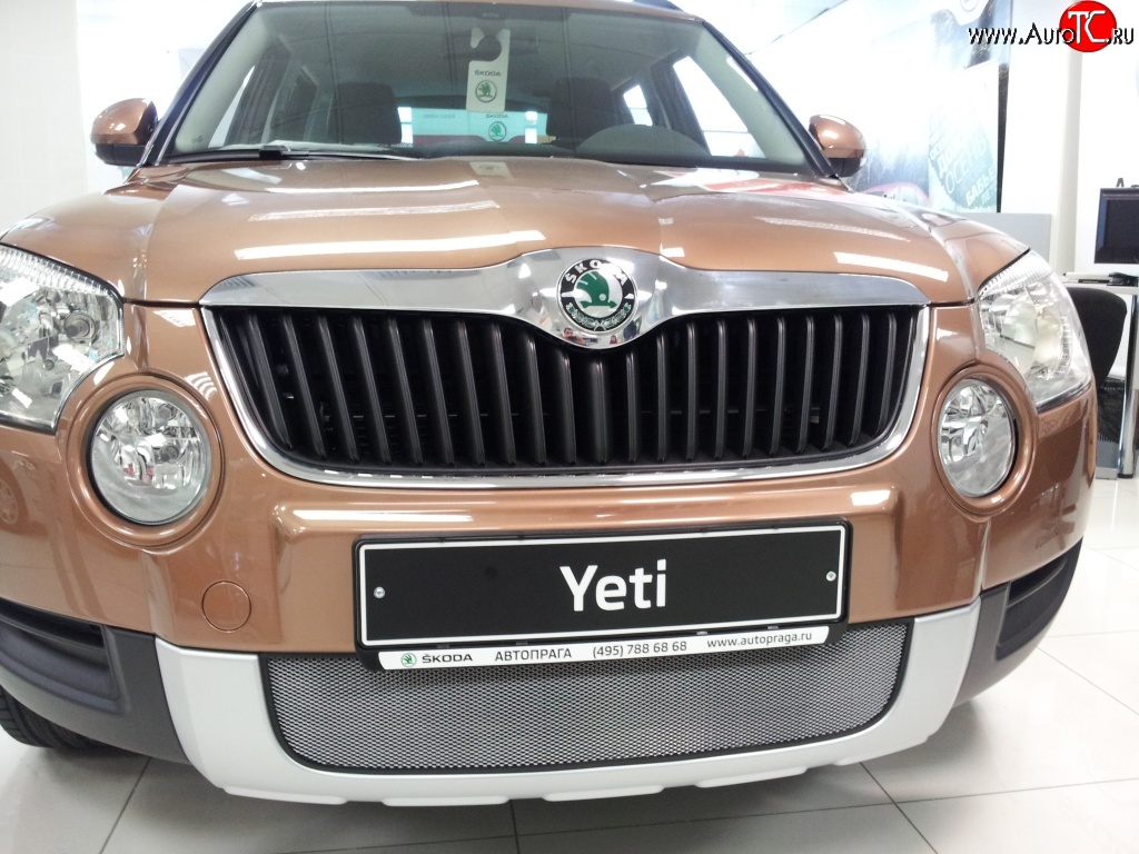 2 199 р. Сетка на бампер Russtal (хром) Skoda Yeti (2009-2013)  с доставкой в г. Воронеж