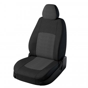 Чехлы для сидений (к-я Active) Lord Autofashion Турин (экокожа, жаккард) Skoda Yeti (2009-2013) (Чёрный, вставка жаккард Тома серый)