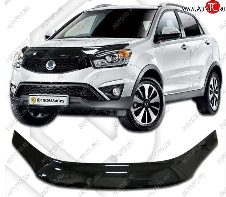 2 399 р. Дефлектор капота CA-Plastiс exclusive SSANGYONG Actyon рестайлинг (2013-2021) (Classic черный, Без надписи)  с доставкой в г. Воронеж