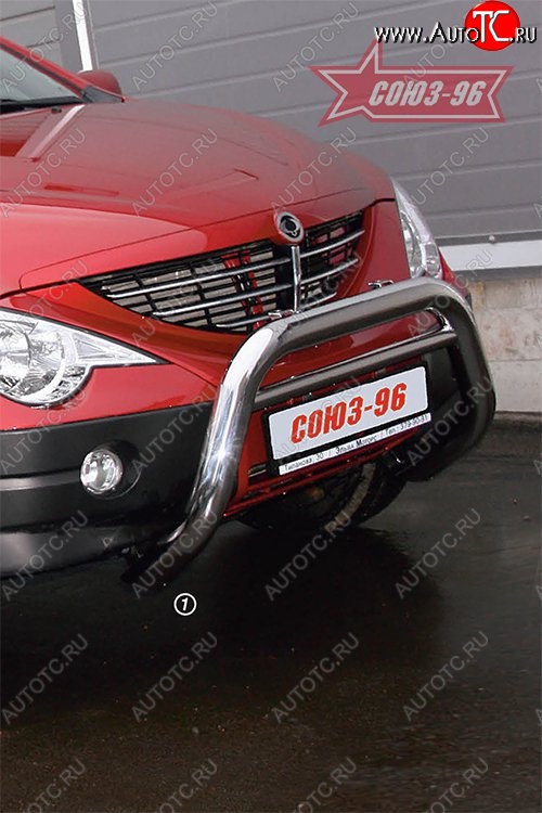 17 729 р. Защита переднего бампера Souz-96 (d76) SSANGYONG Actyon Sport (2006-2011)  с доставкой в г. Воронеж