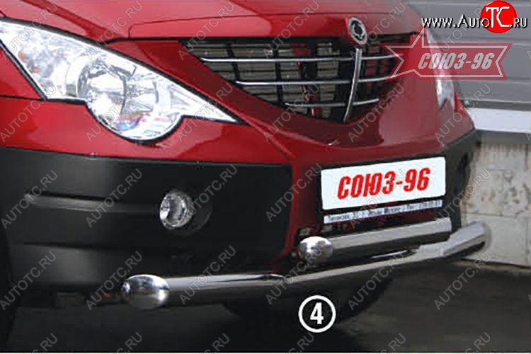 18 314 р. Защита переднего бампера двойная Souz-96 (d76/60) SSANGYONG Actyon Sport (2006-2011)  с доставкой в г. Воронеж