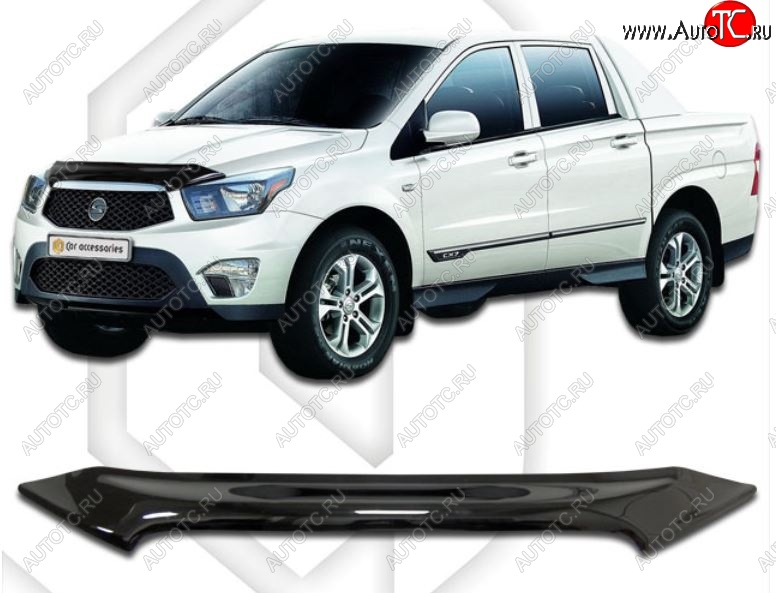 1 899 р. Дефлектор капота CA-Plastiс SSANGYONG Actyon Sport (2012-2025) (Classic черный, Без надписи)  с доставкой в г. Воронеж
