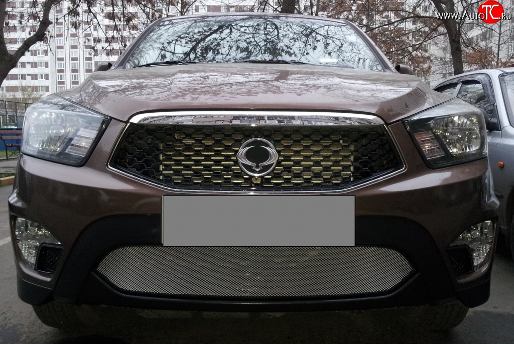 1 539 р. Сетка на бампер Russtal (хром) SSANGYONG Actyon Sport (2012-2025)  с доставкой в г. Воронеж