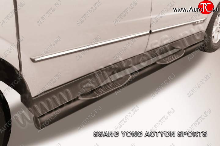 11 999 р. Защита порогов Slitkoff SSANGYONG Actyon Sport (2012-2025) (Цвет: серебристый)  с доставкой в г. Воронеж