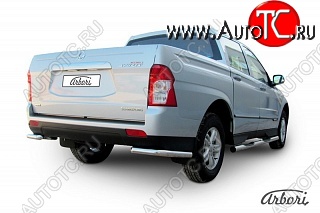 6 722 р. Защита заднего бампера Arbori SSANGYONG Actyon Sport (2012-2025)  с доставкой в г. Воронеж