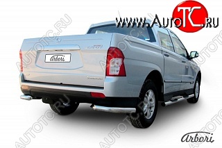 8 909 р. Защита заднего бампера Arbori  SSANGYONG Actyon Sport (2012-2025)  с доставкой в г. Воронеж