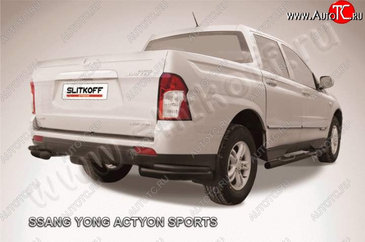 7 399 р. Уголки d76+d42 двойные SSANGYONG Actyon Sport (2012-2025) (Цвет: серебристый)  с доставкой в г. Воронеж