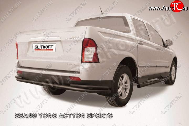 9 999 р. Защита задняя Slitkoff  SSANGYONG Actyon Sport (2012-2025) (Цвет: серебристый)  с доставкой в г. Воронеж