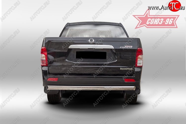 15 389 р. Защита заднего бампера из овальной трубы Souz-96 (d75х42)  SSANGYONG Actyon Sport (2012-2025)  с доставкой в г. Воронеж