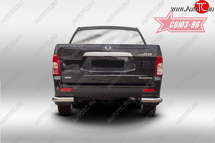 10 619 р. Защита заднего бампера из боковых уголков Souz-96 (d76)  SSANGYONG Actyon Sport (2012-2025)  с доставкой в г. Воронеж