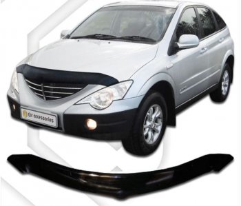 2 159 р. Дефлектор капота CA-Plastiс SSANGYONG Actyon 1 (2006-2010) (Classic черный, Без надписи)  с доставкой в г. Воронеж. Увеличить фотографию 1