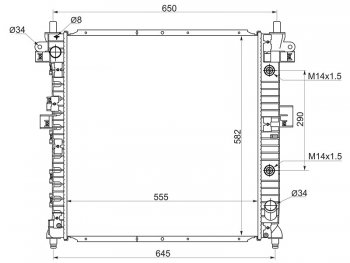Радиатор двигателя (пластинчатый, МКПП/АКПП) SAT SSANGYONG Kyron дорестайлинг (2005-2007)