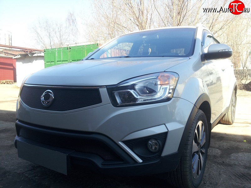 1 469 р. Сетка в решетку радиатора Russtal SSANGYONG Actyon рестайлинг (2013-2021) (черная)  с доставкой в г. Воронеж