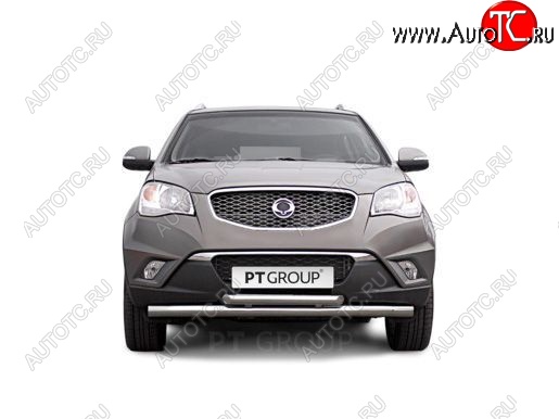 4 199 р. Защита переднего бампера двойная из труб d63/51 мм Petroil Tuning  SSANGYONG Actyon (2010-2013) дорестайлинг (Нержавеющая полированная сталь)  с доставкой в г. Воронеж